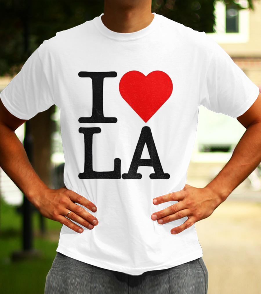 Los Angeles Dodgers Fan I Love LA Heart Classic Iconic Text T-Shirt