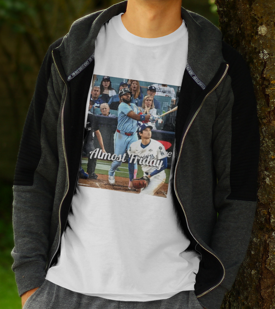 Vladimir Guerrero Jr. Toronto Blue Jays Almost Friday MLB Baseball Action T-Shirt