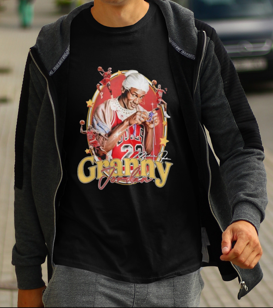 Granny Jordan Bulls 23 Basketball Stars Signature T-Shirt