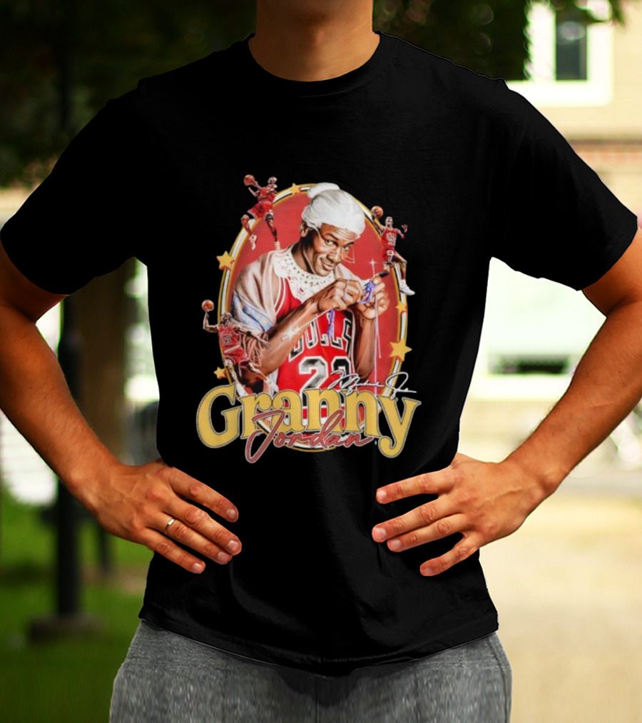 Granny Jordan Bulls 23 Basketball Stars Signature T-Shirt