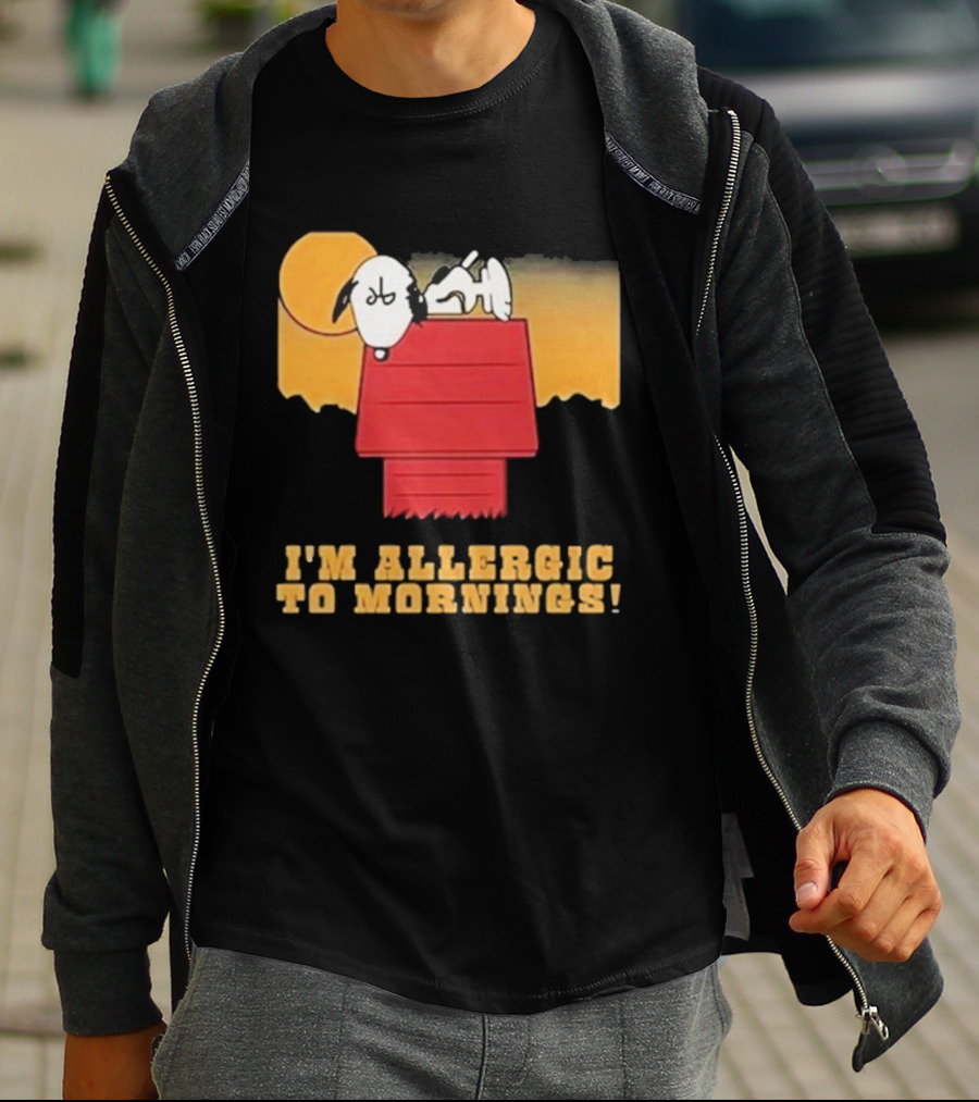 I'm Allergic To Mornings Snoopy Peanuts Cartoon Dying For Sex Molly Kochan T-Shirt