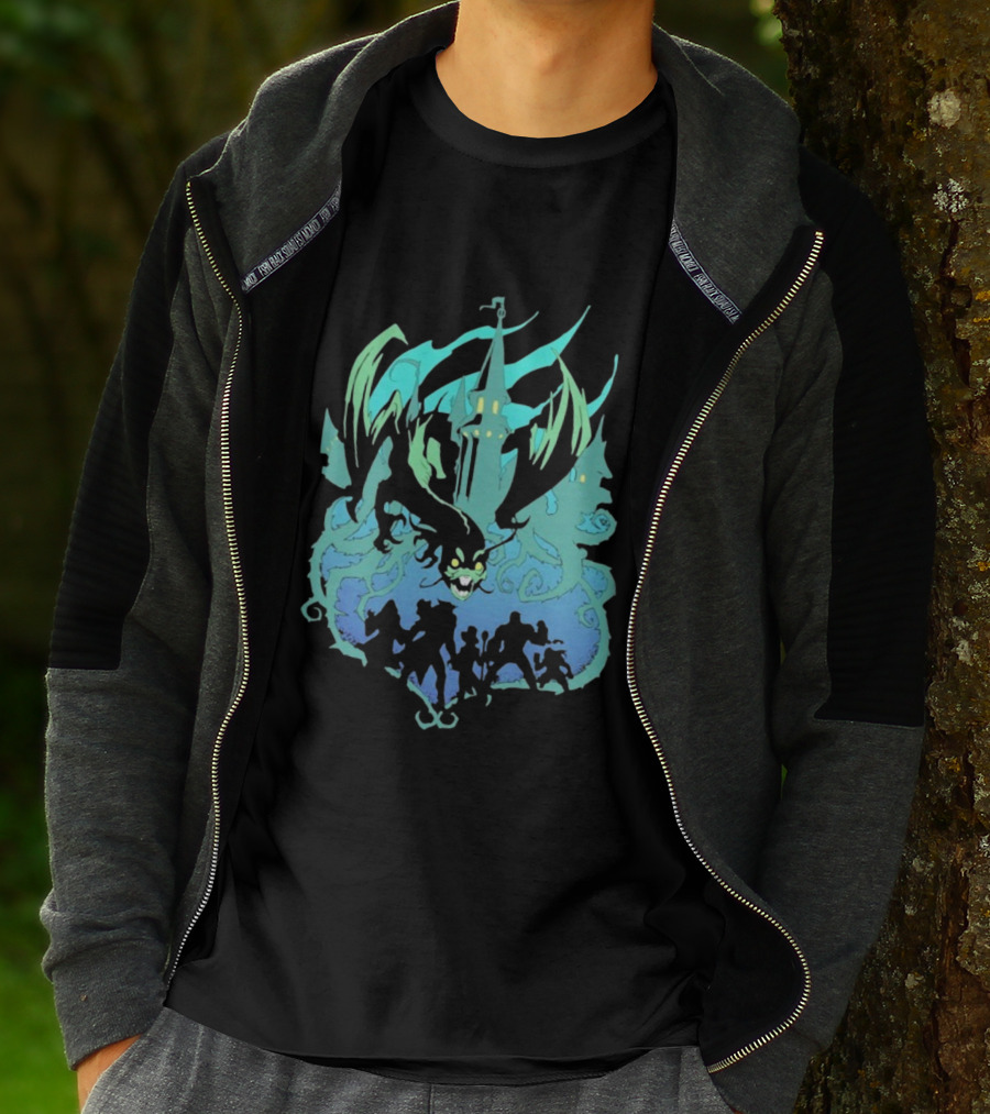 Legends Of Avantris Witchlight Jabberwock Fantasy Tower And Dragon Scene T-Shirt