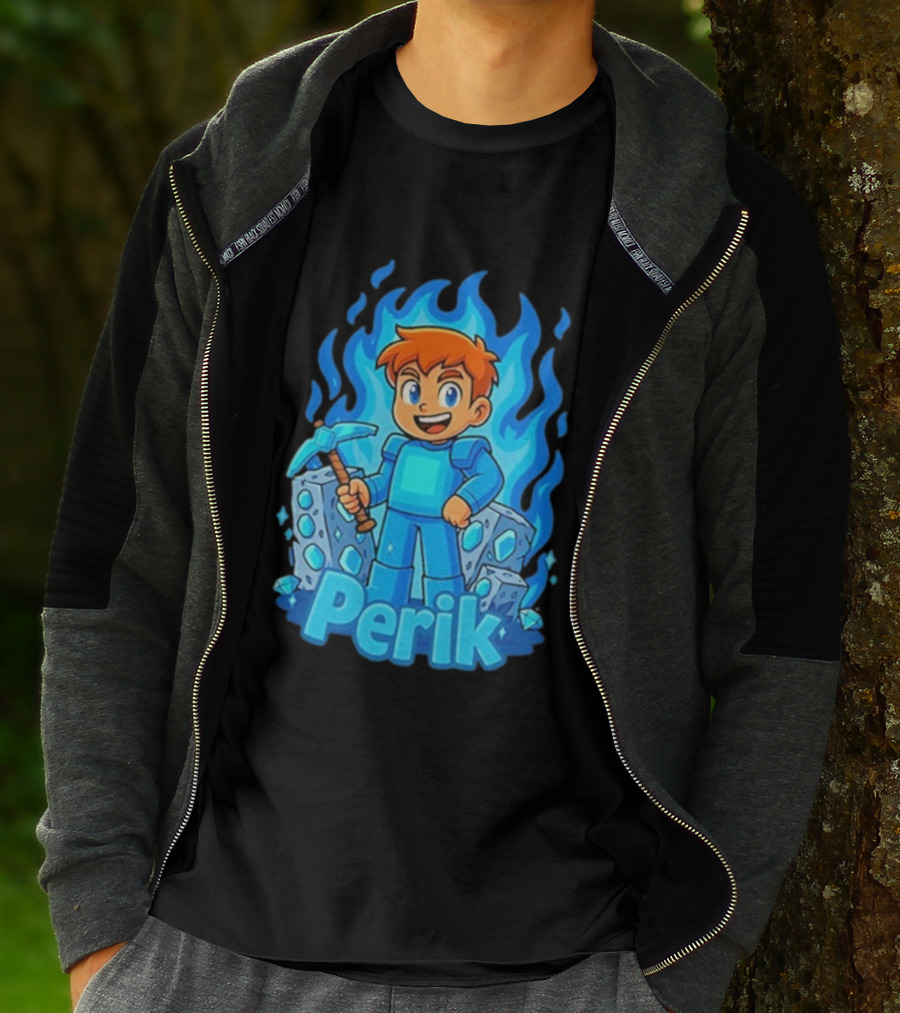 Perik Diamant Blue Flame Miner Character T-Shirt