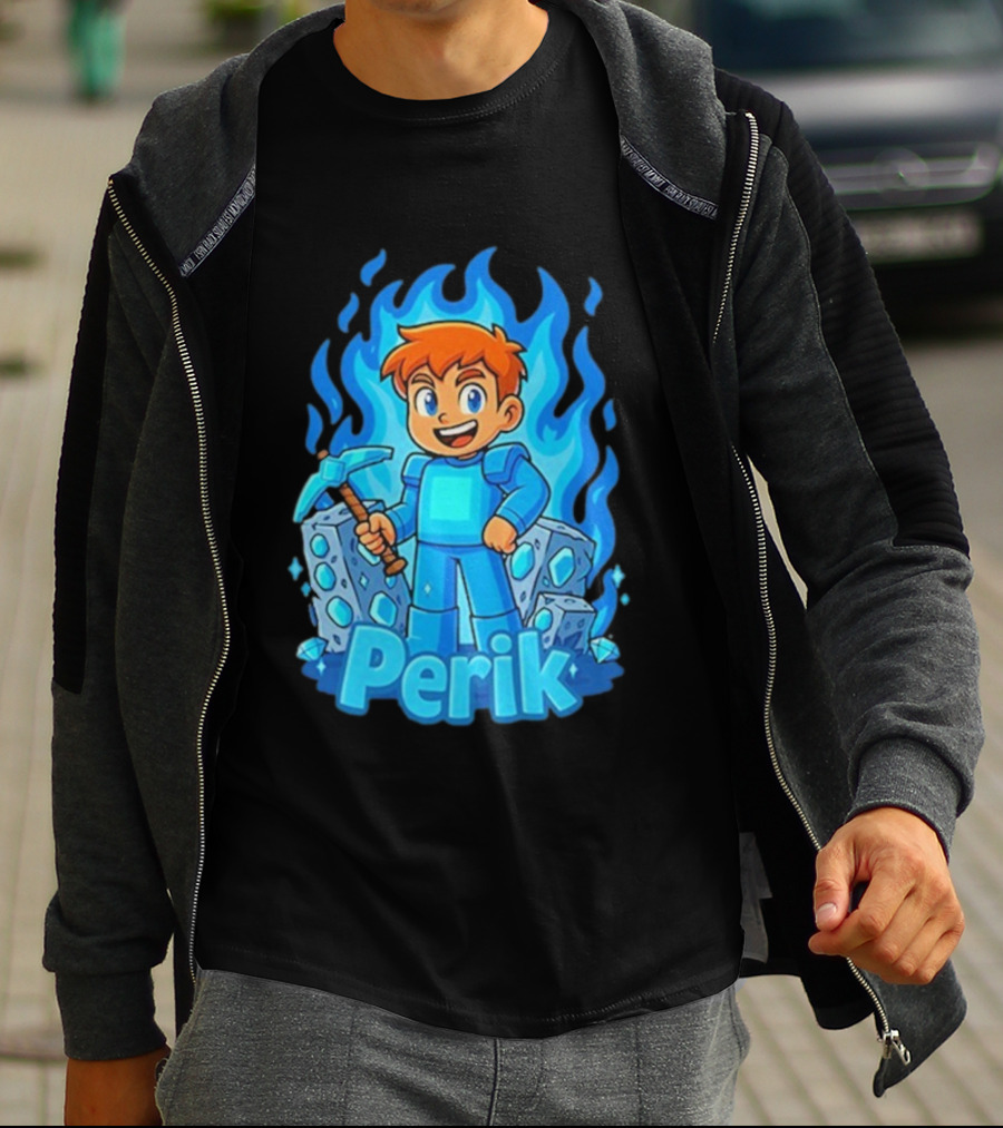 Perik Diamant Blue Flame Miner Character T-Shirt