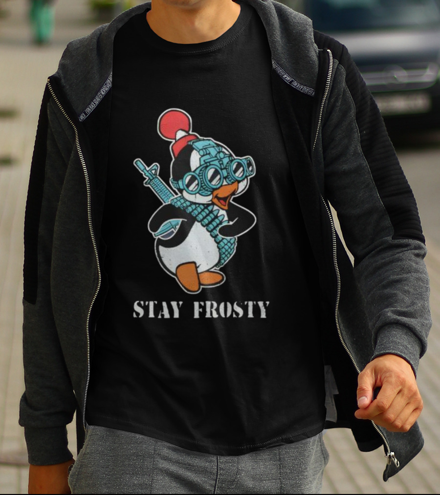 Tactical Penguin Stay Frosty Night Vision Goggles And Rifle T-Shirt