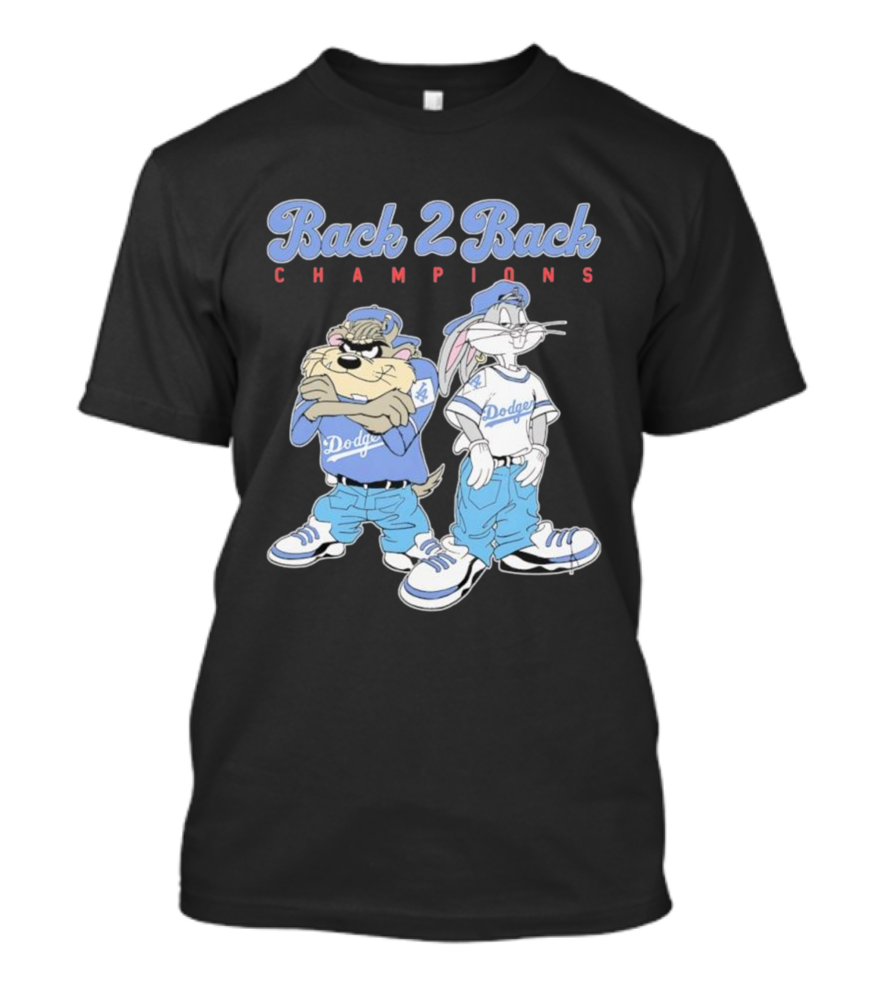 Tasmanian Devil Taz Bugs Bunny Dodgers Back 2 Back Champions T-Shirt
