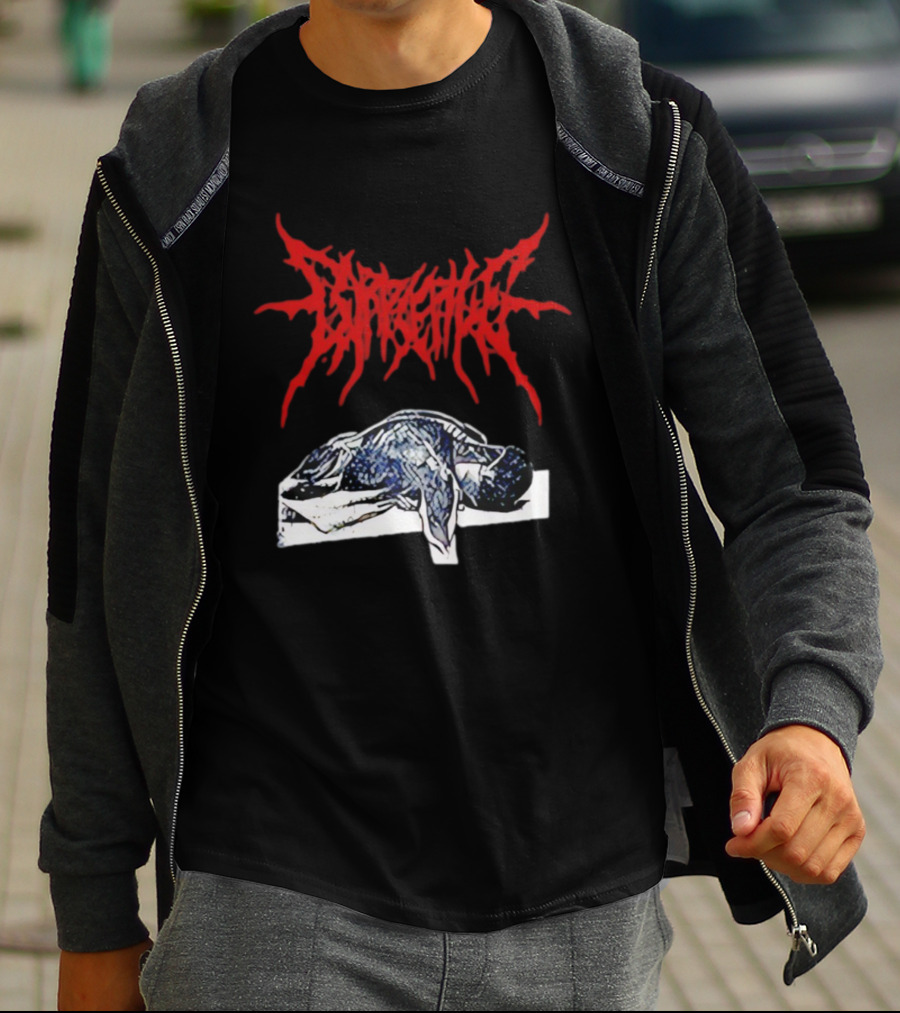 Corpse Pile Horror Extreme Metal Distressed Text Graphic T-Shirt