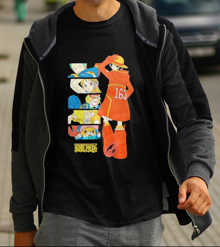 Monkey D. Luffy Firefighter Outfit With One Piece Crew Characters 163 T-Shirt