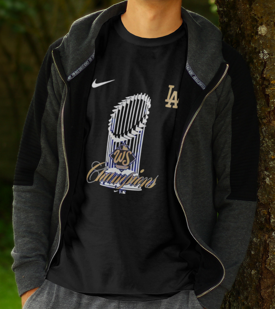 Los Angeles Dodgers 2025 WS Champions Trophy Nike LA T-Shirt