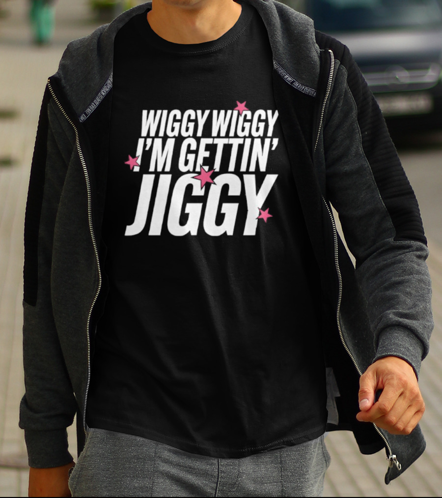 Wiggy Wiggy I'm Gettin' Jiggy Pink Stars T-Shirt