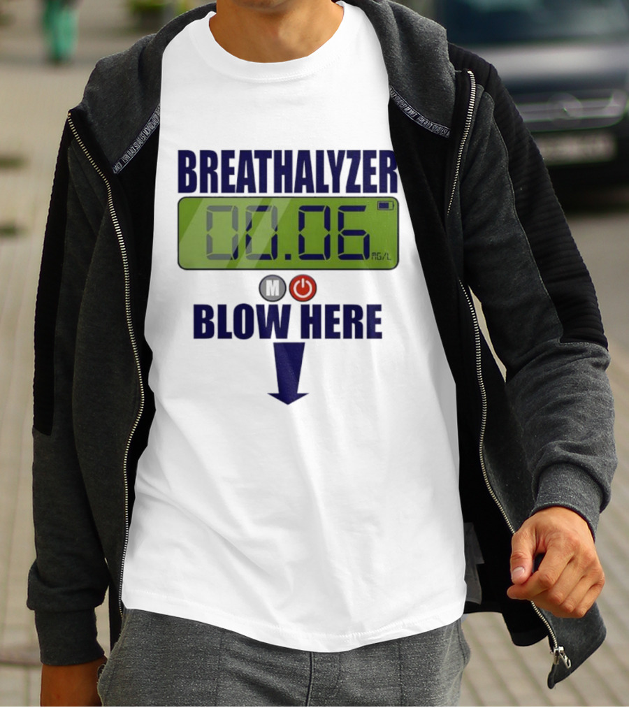 Breathalyzer 00.06 Mg/L Blow Here Power Button Graphic T-Shirt
