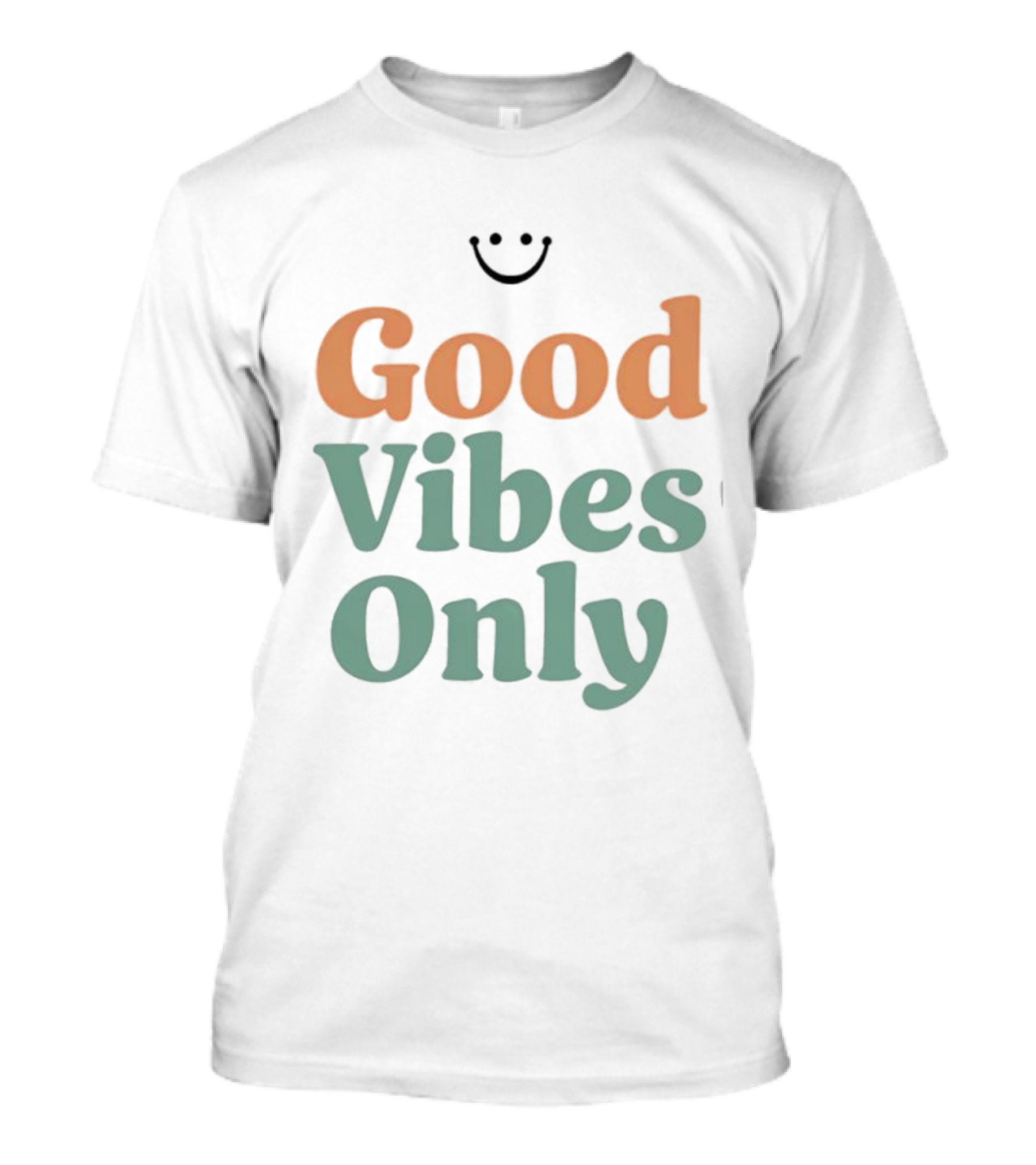 Good Vibes Only Retro Smile Iconic Phrase 70s Style T-Shirt