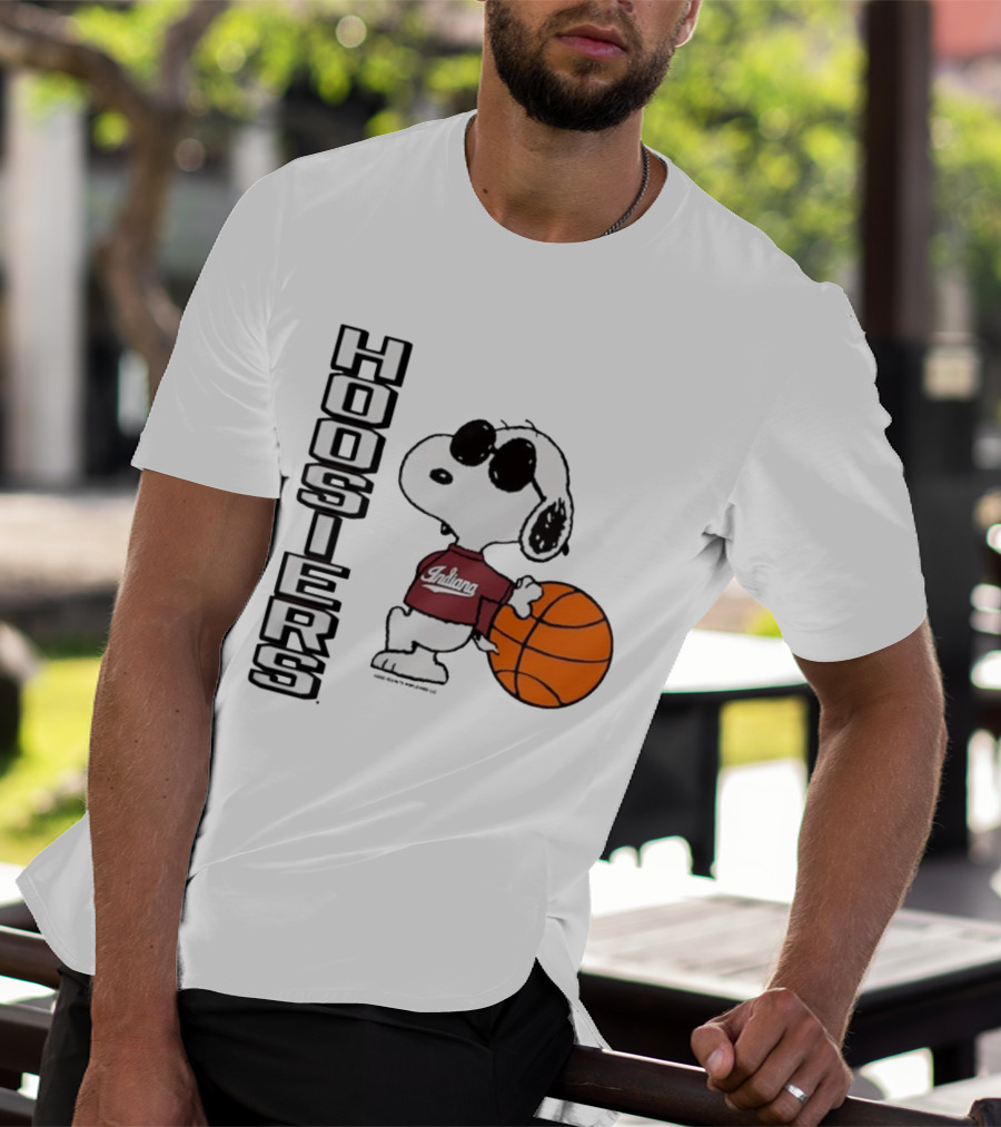 Indiana Hoosiers Peanuts Joe Cool Snoopy Basketball Fan Apparel T-Shirt