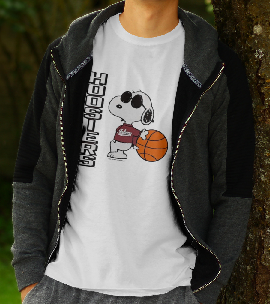 Indiana Hoosiers Peanuts Joe Cool Snoopy Basketball Fan Apparel T-Shirt