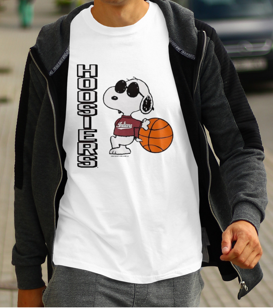Indiana Hoosiers Peanuts Joe Cool Snoopy Basketball Fan Apparel T-Shirt