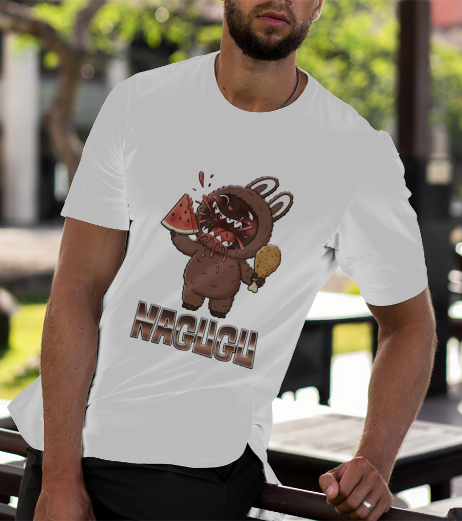 Monsters Nagugu Eating Watermelon And Fried Chicken Labubu T-Shirt