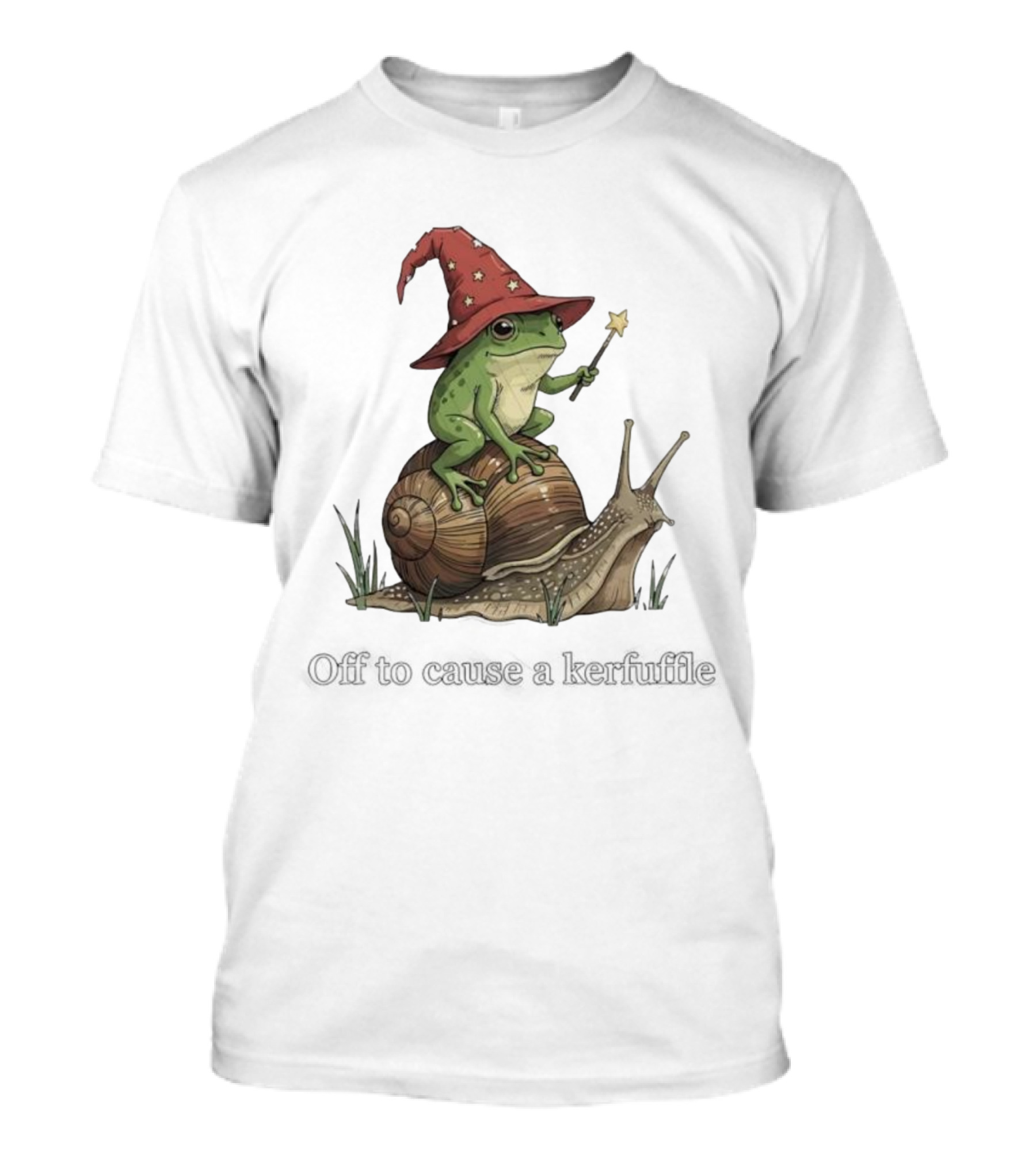 Whimsical Wizard Frog Snail Adventure Off To Cause A Kerfuffle T-Shirt