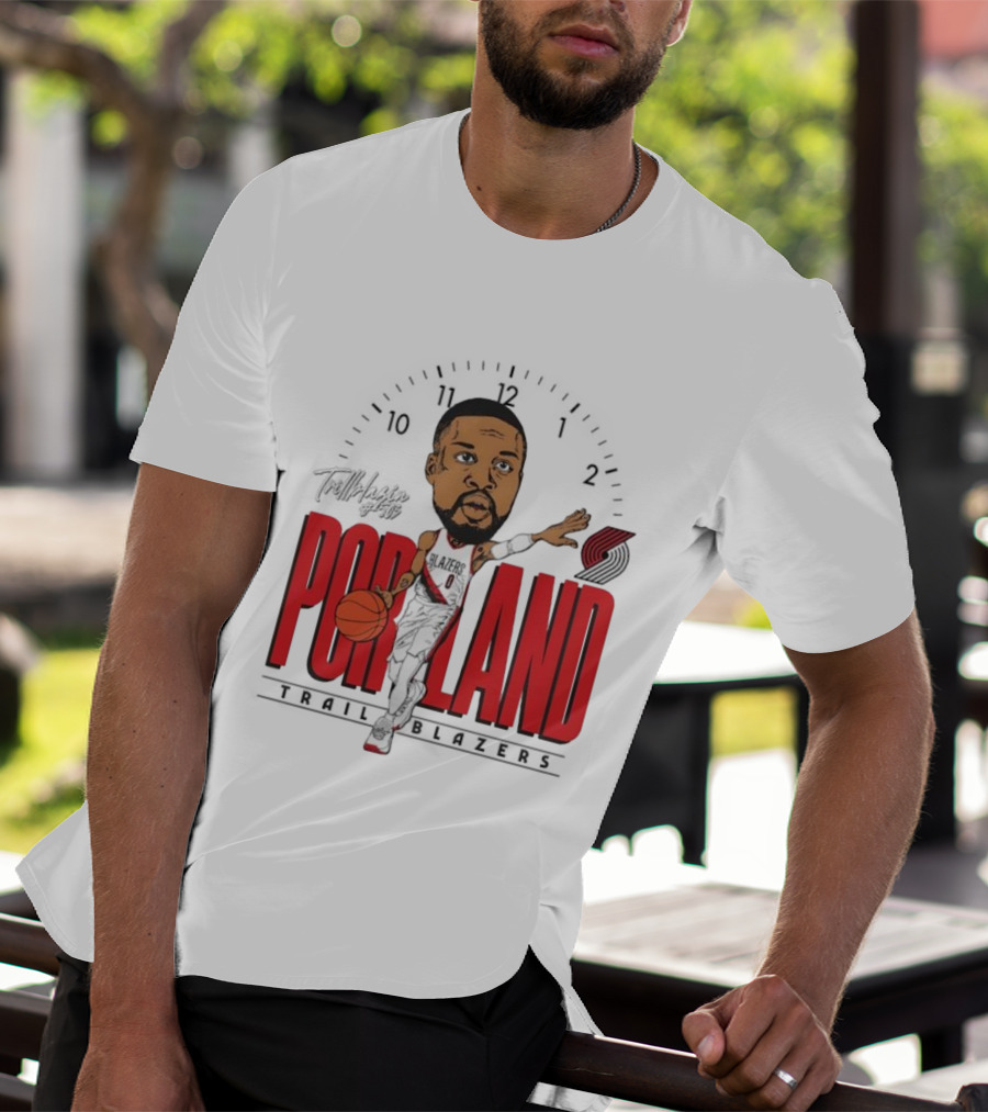 Portland Trail Blazers Cartoon Basketball Player Logo T-Shirt