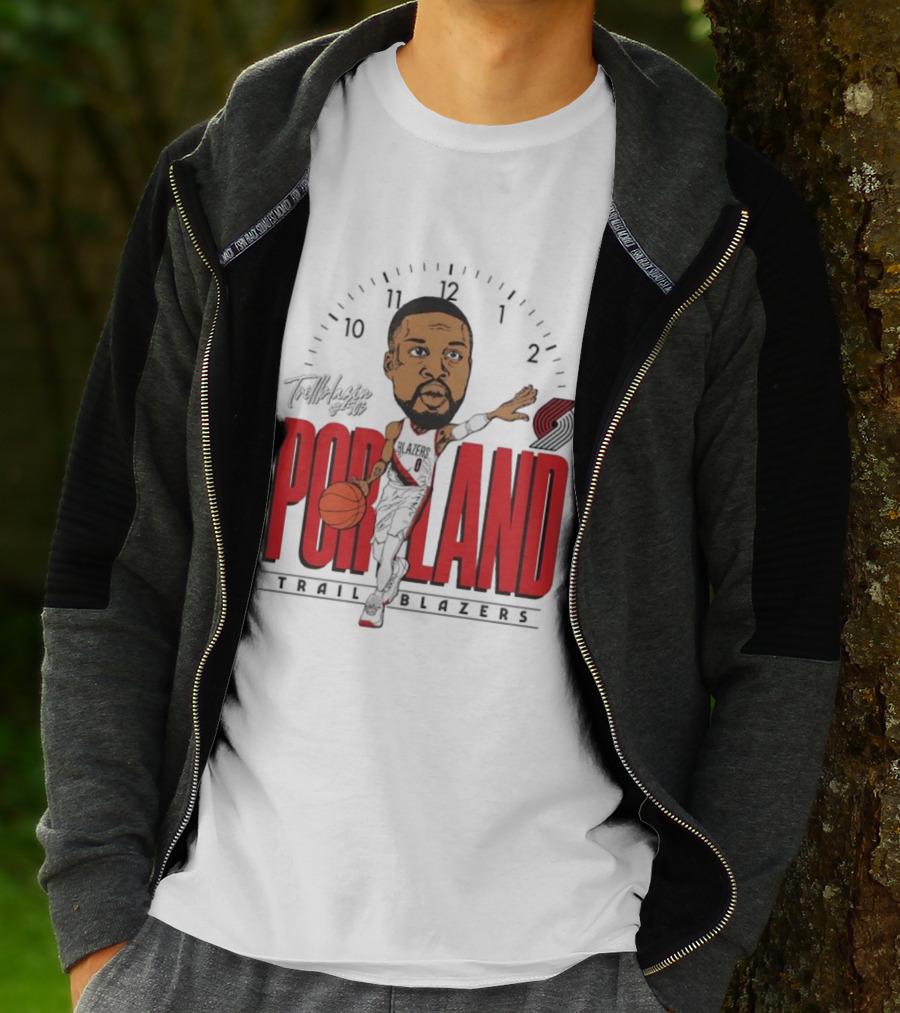 Portland Trail Blazers Cartoon Basketball Player Logo T-Shirt