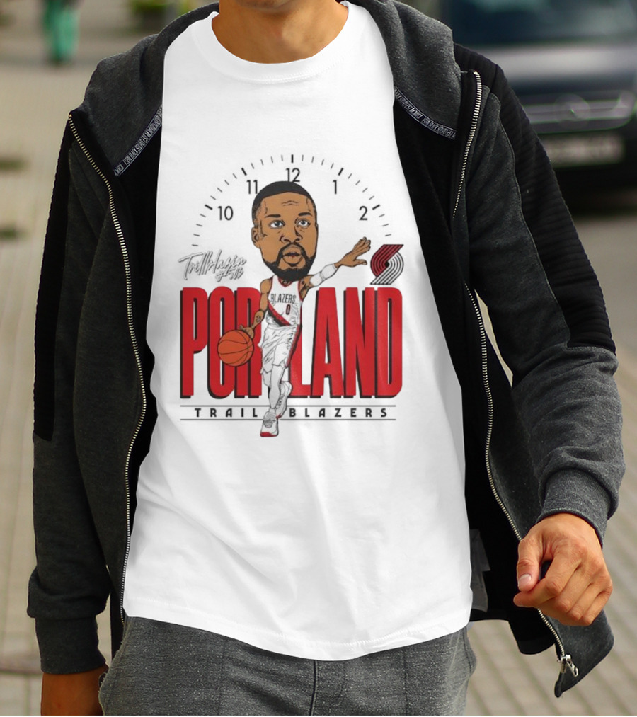 Portland Trail Blazers Cartoon Basketball Player Logo T-Shirt