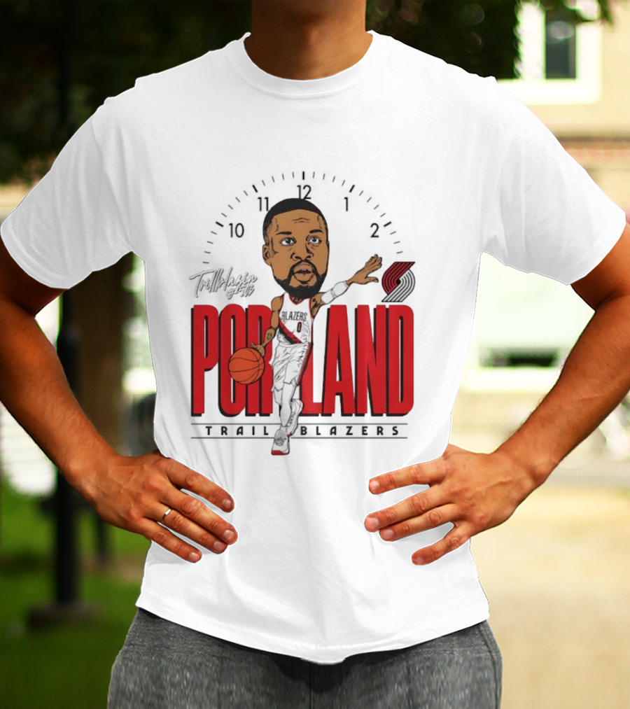 Portland Trail Blazers Cartoon Basketball Player Logo T-Shirt