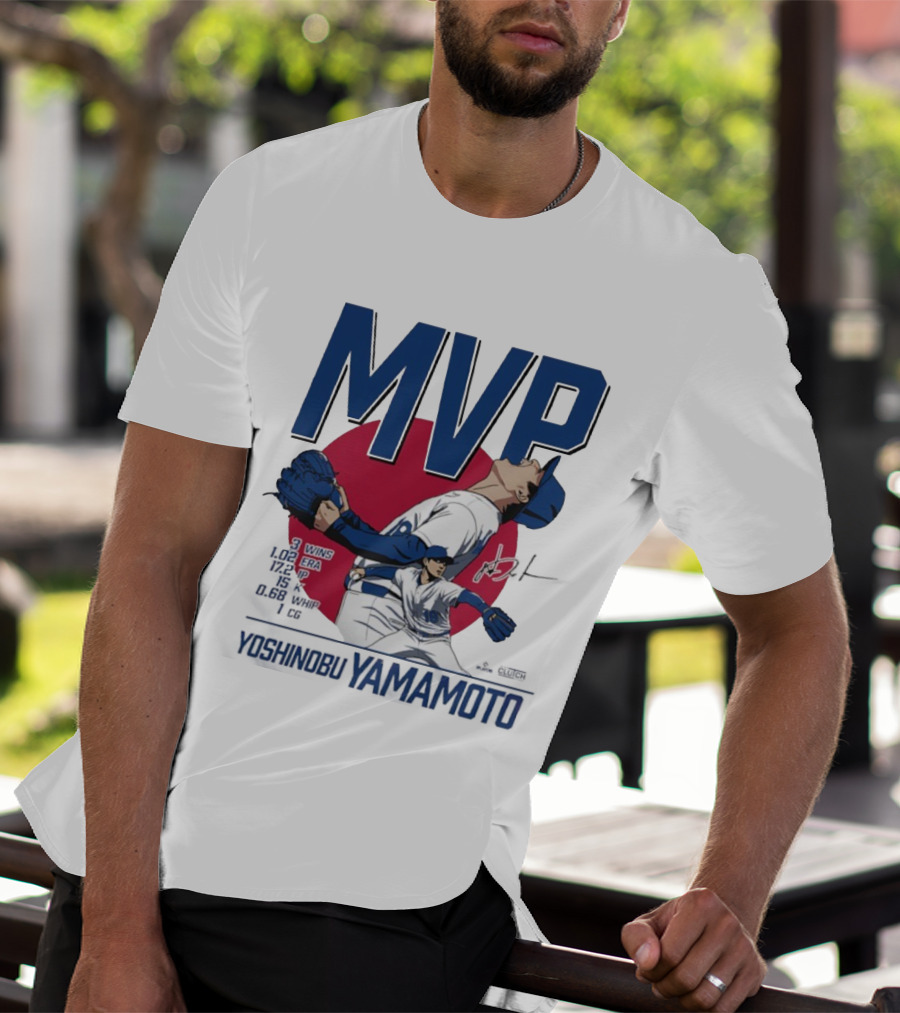 MVP Yoshinobu Yamamoto Three Wins Pitcher ERA Los Angeles Dodgers T-Shirt