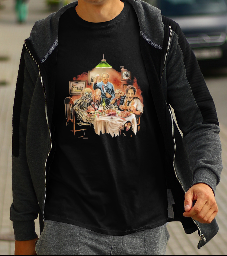 Cannibal Thanksgiving Horror Dinner With Skeletons And Monsters T-Shirt