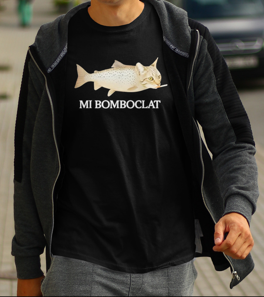 Bomboclat Fish Cat Meme Smoking Cigarette T-Shirt