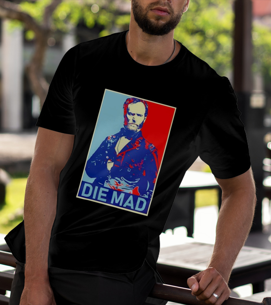 Die Mad Sherman Essential Bold Political Art Red Blue Portrait T-Shirt
