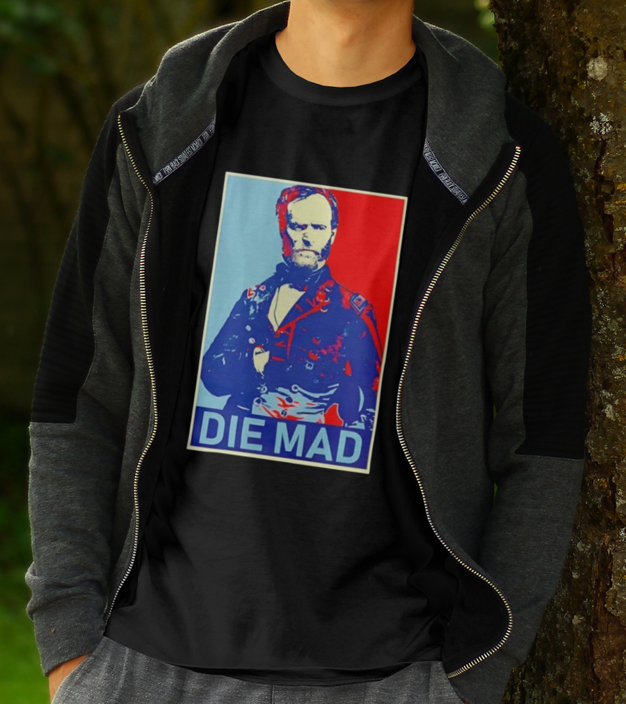 Die Mad Sherman Essential Bold Political Art Red Blue Portrait T-Shirt