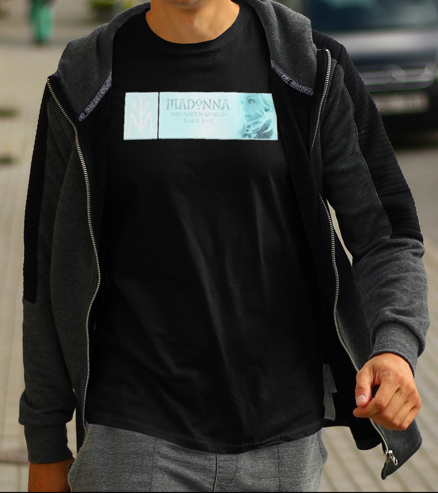 Madonna Drowned World Tour 2001 Blue Aesthetic Album Art T-Shirt