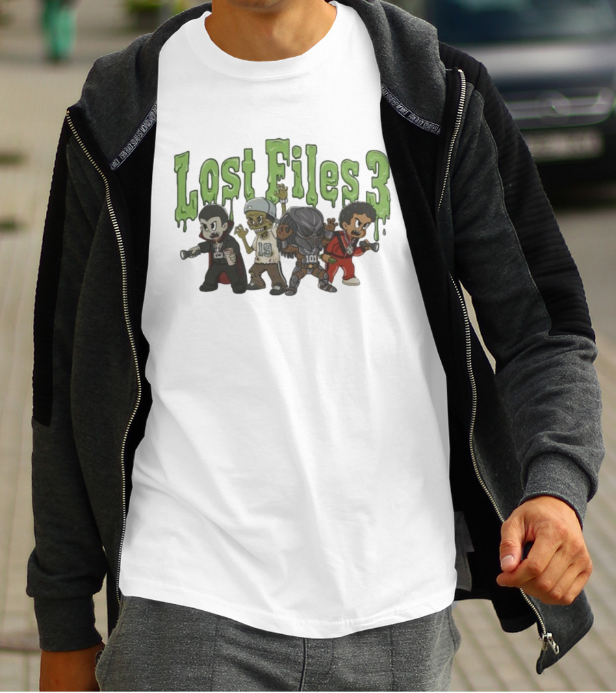 Lost Files 3 Characters With Vampire Zombie Alien Costumes T-Shirt