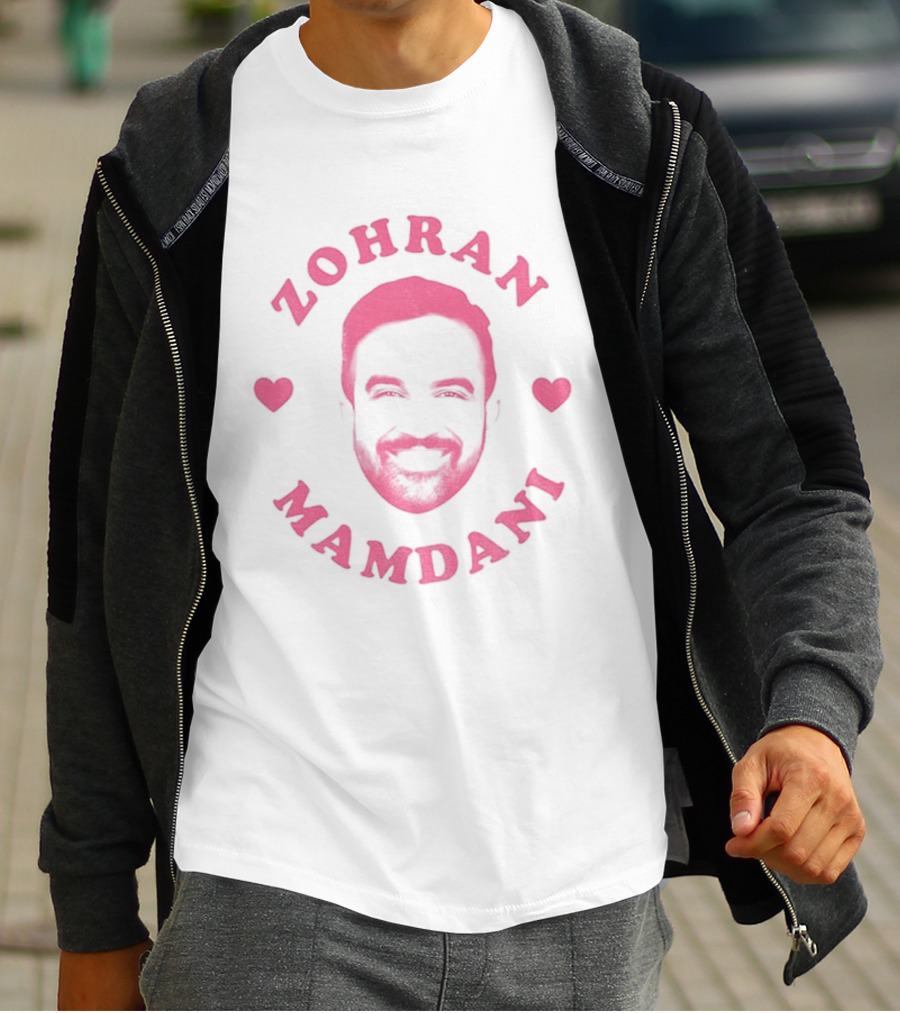 Zohran Mamdani Pink Heart NYC Mayor 2025 Political Campaign T-Shirt