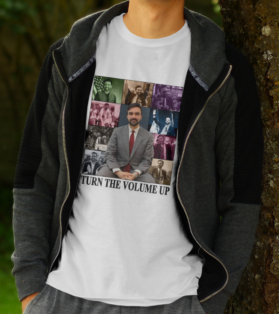 Zohran Mamdani Turn The Volume Up NYC 2026 The Eras Tour Vintage Portrait Collection T-Shirt
