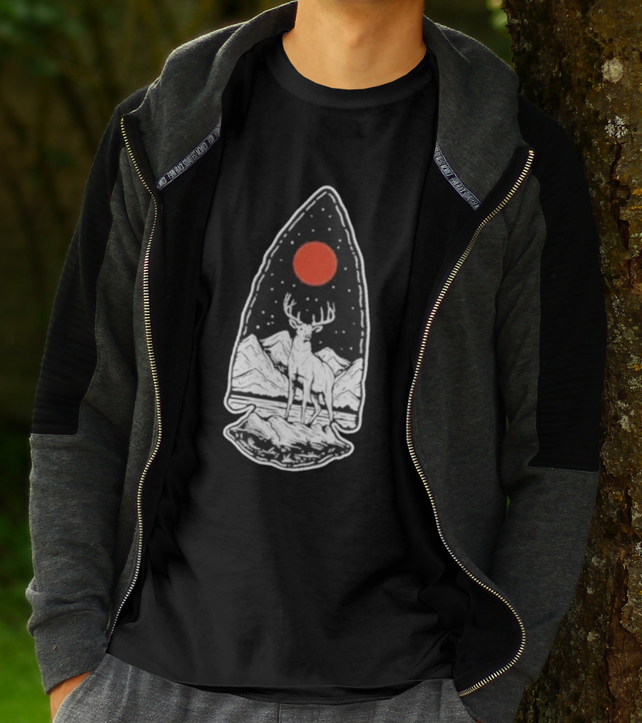 Black Rifle Coffee Deer Arrowhead Mountains And Night Sky T-Shirt