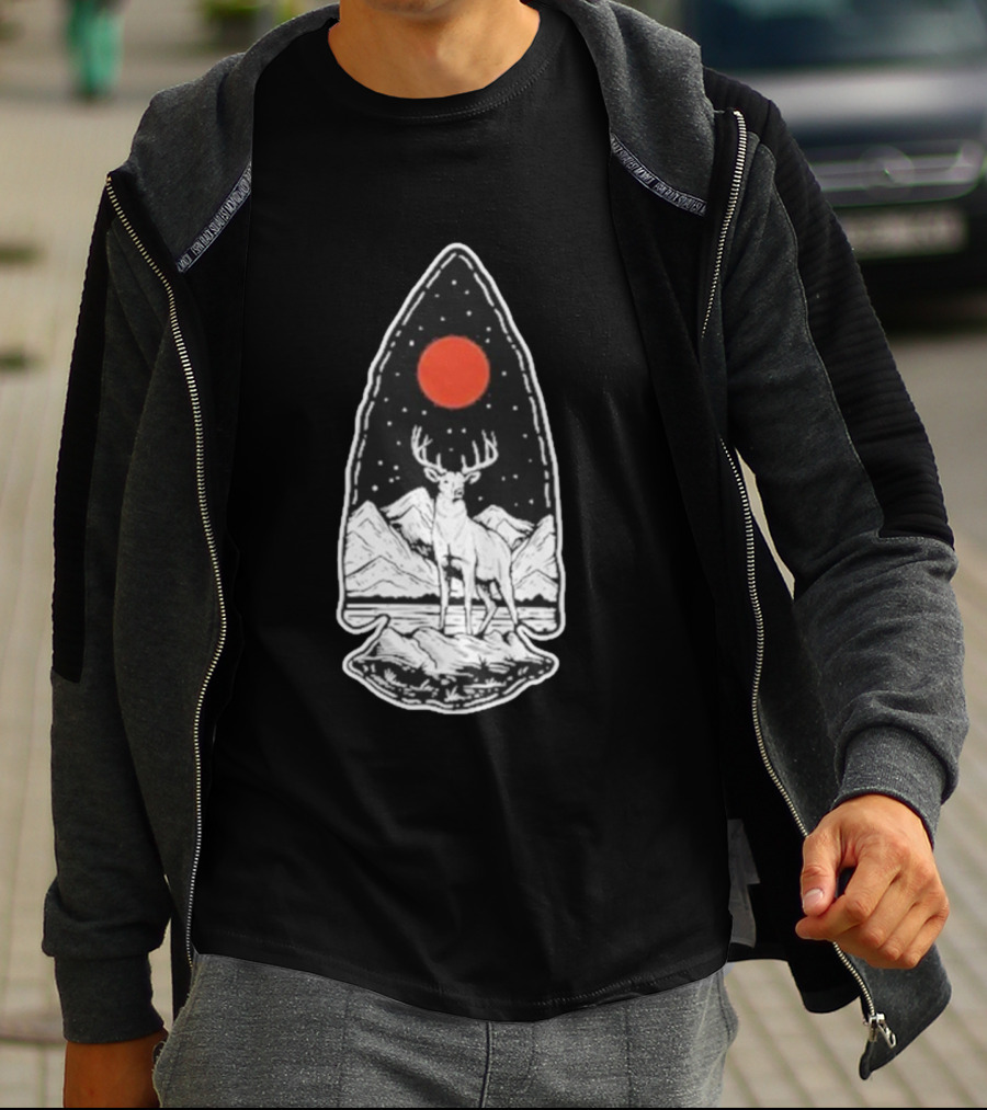 Black Rifle Coffee Deer Arrowhead Mountains And Night Sky T-Shirt