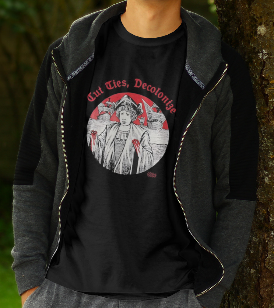 Cut Ties Decolonize Bloody Red Hands Historical Illustration T-Shirt