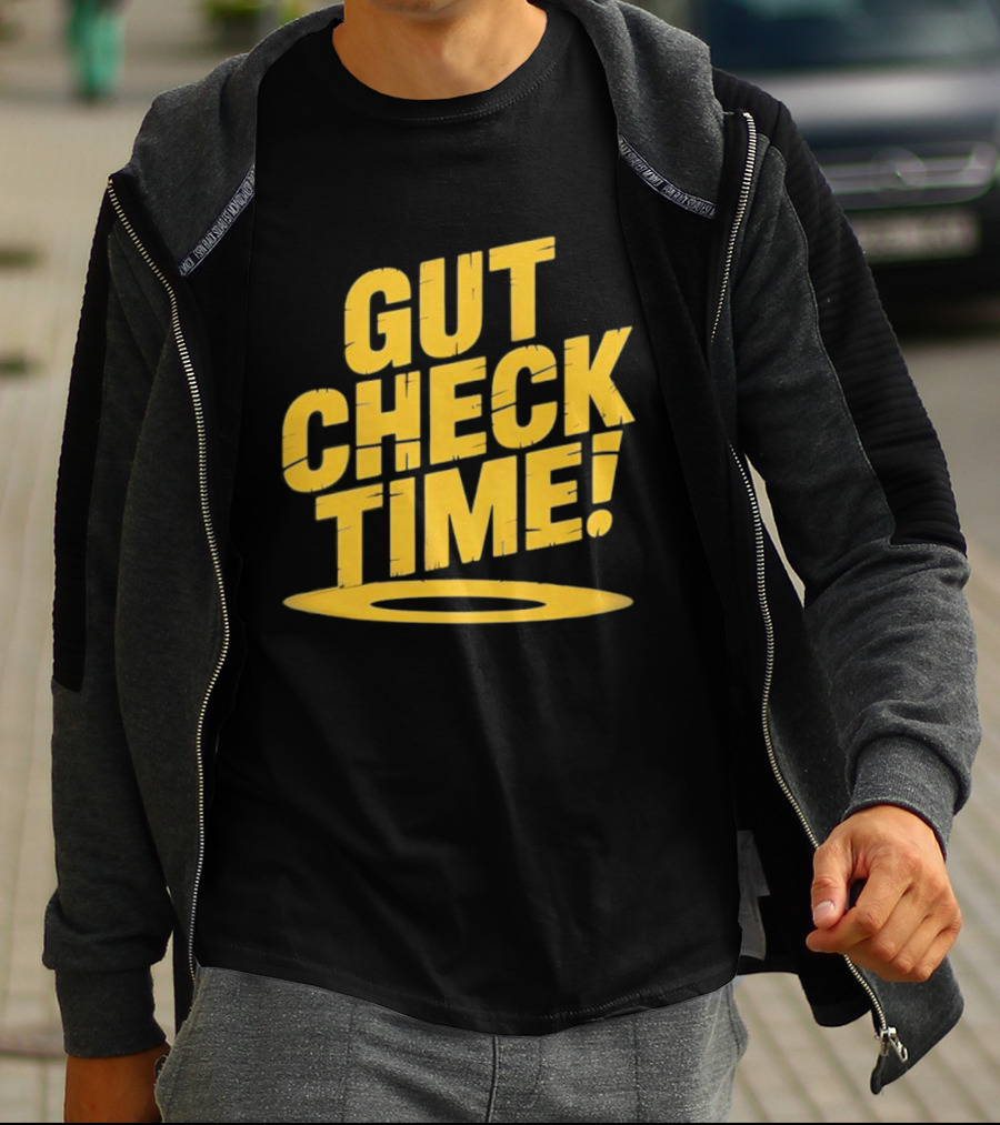 Mike Mondo Gut Check Time Bold Yellow Text Motivation T-Shirt
