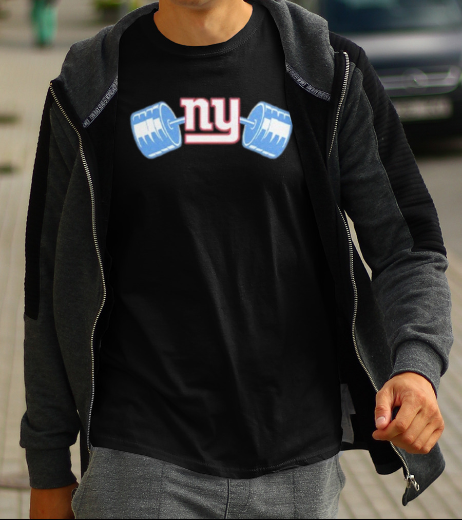 Daniel Jones New York Giants NY Barbell Icon T-Shirt