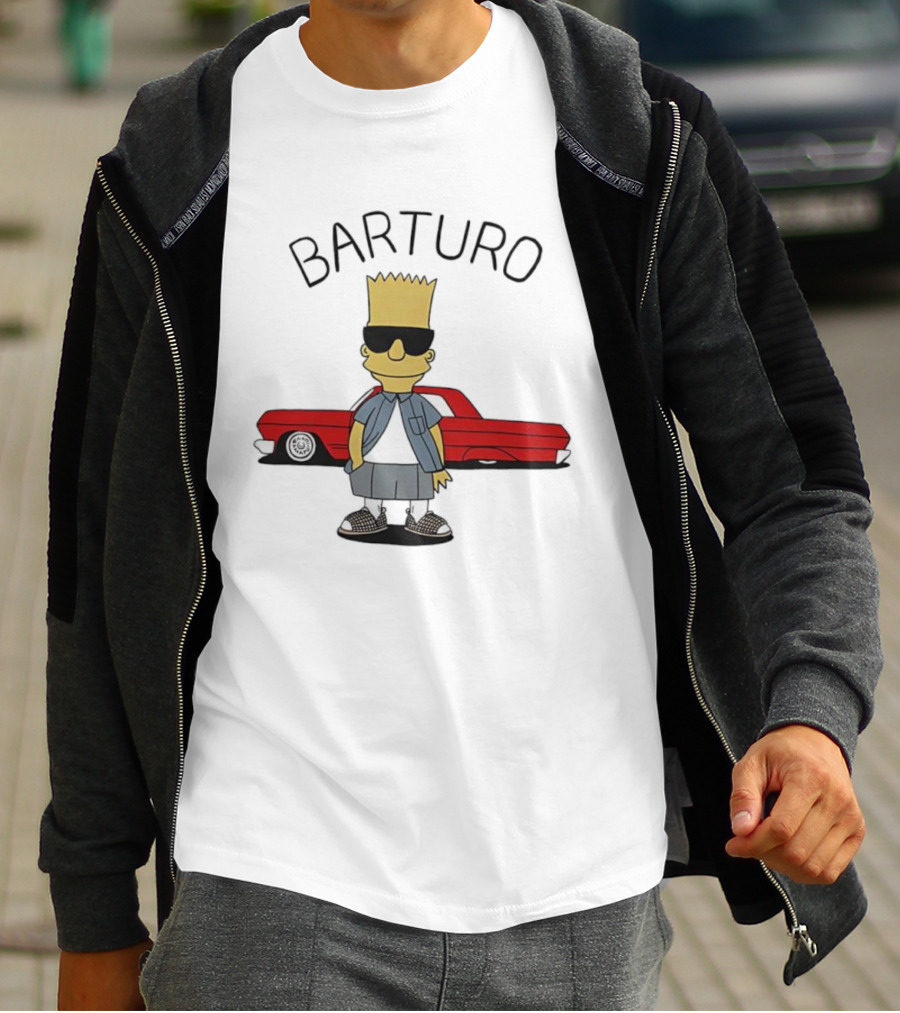 BARTURO Bart Simpson Red Car Iconic Character Parody T-Shirt