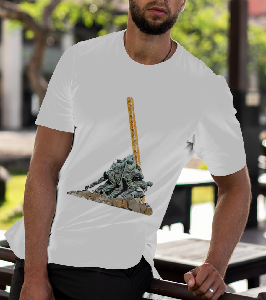 Hoagie Thrower Sandwich Guy Soldiers Raising Sandwich Spoof Satire Joke Anti-Fascist T-Shirt