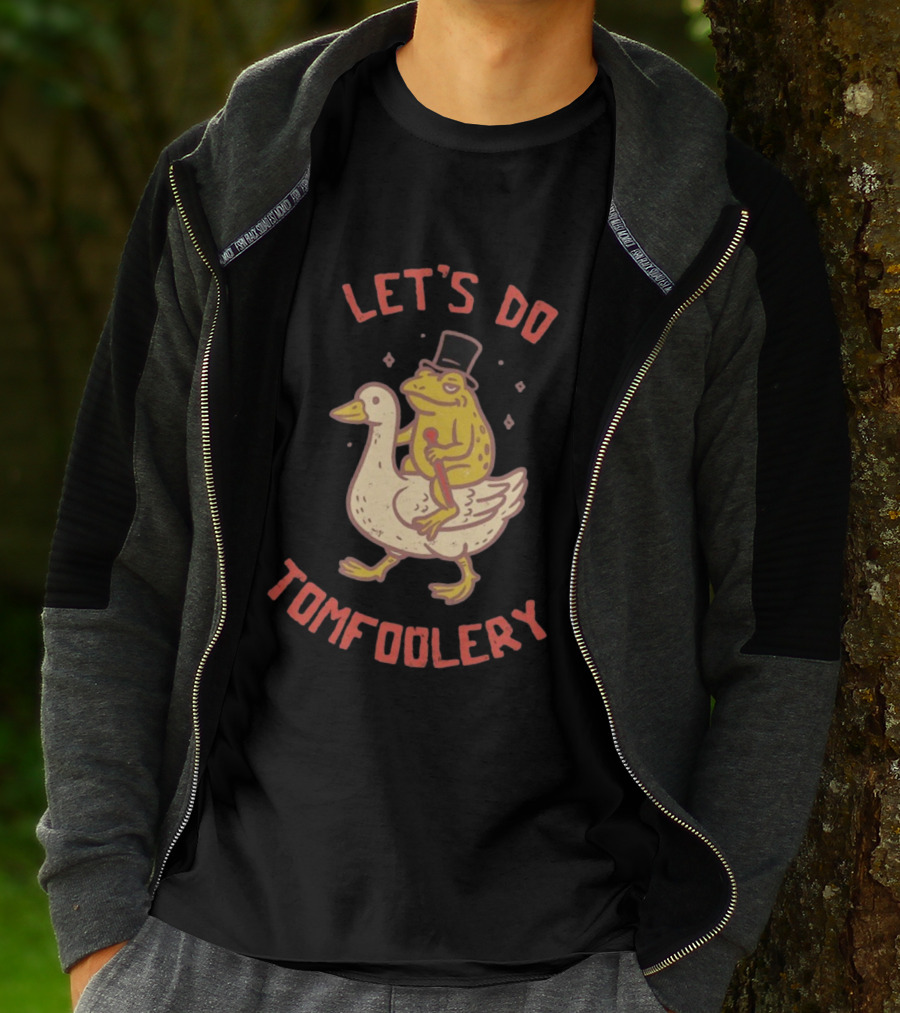 Let's Do Tomfoolery Frog Riding Goose Top Hat Cane T-Shirt
