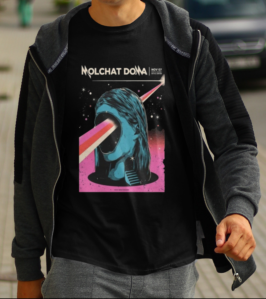 Molchat Doma November 7 2025 Royal Center Bogotá Colombia Head Psychedelic Laser Art Scene T-Shirt