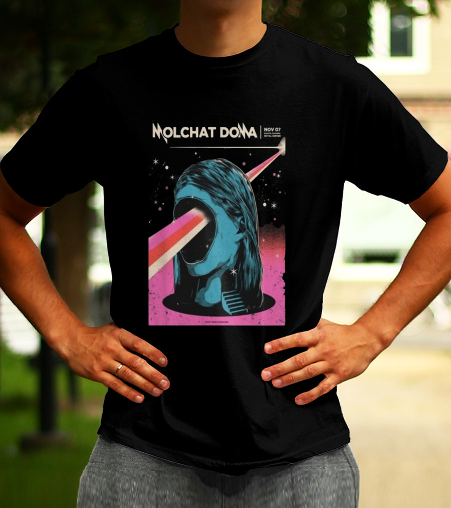 Molchat Doma November 7 2025 Royal Center Bogotá Colombia Head Psychedelic Laser Art Scene T-Shirt