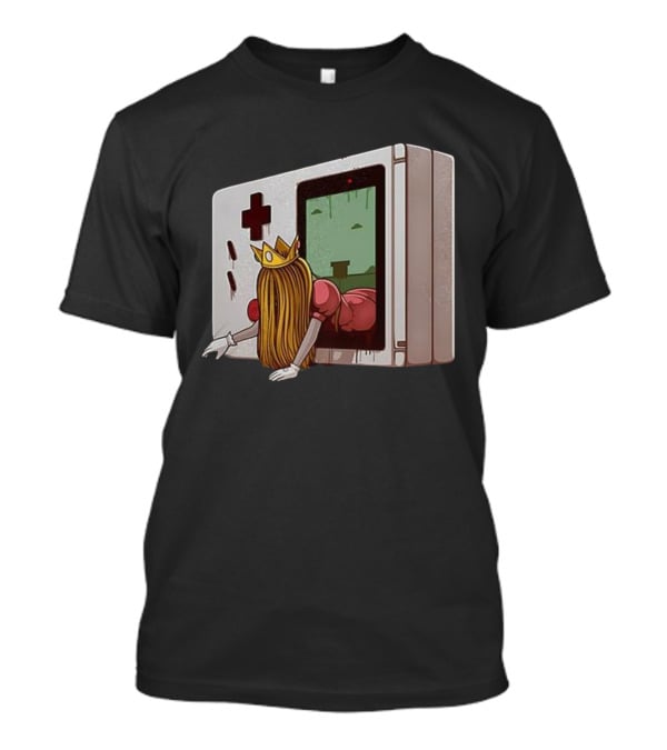 Princess Peach Exiting Classic Handheld Console Adventure T-Shirt