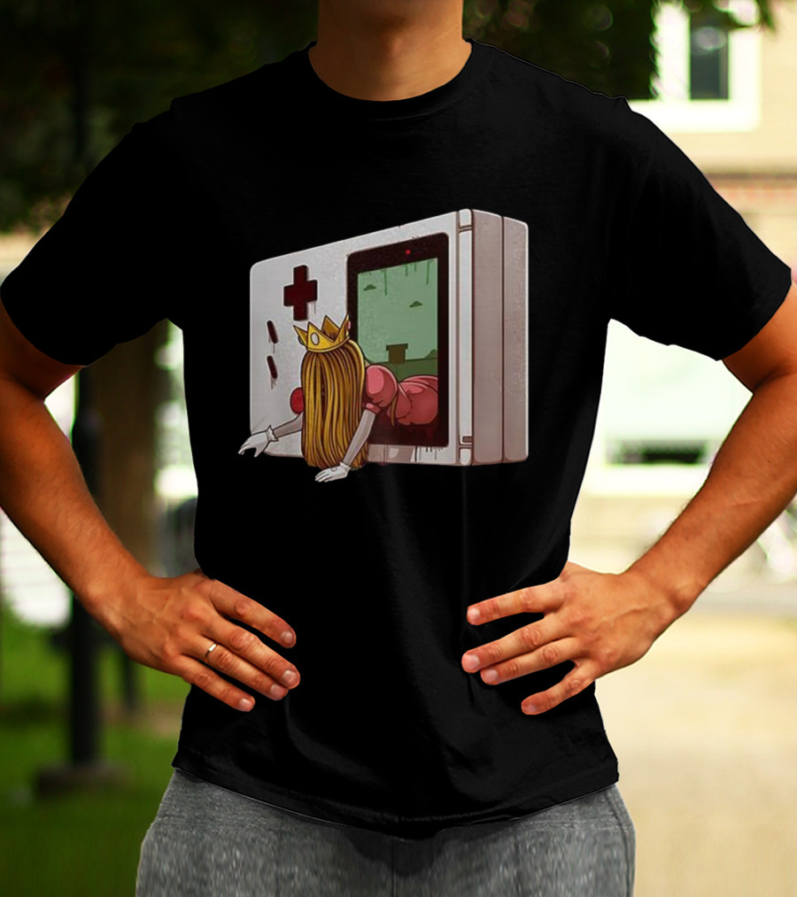 Princess Peach Exiting Classic Handheld Console Adventure T-Shirt
