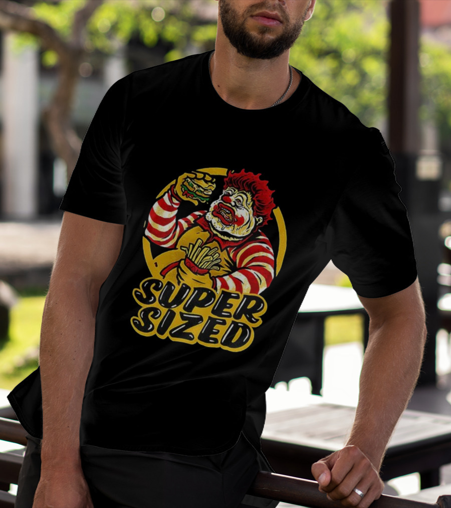 Super Sized Clown Eating Burger And Fries T-Shirt
