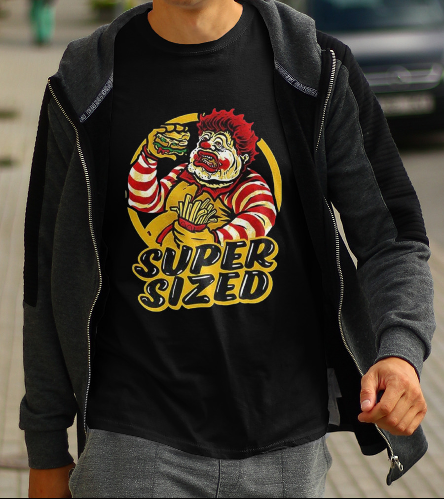 Super Sized Clown Eating Burger And Fries T-Shirt