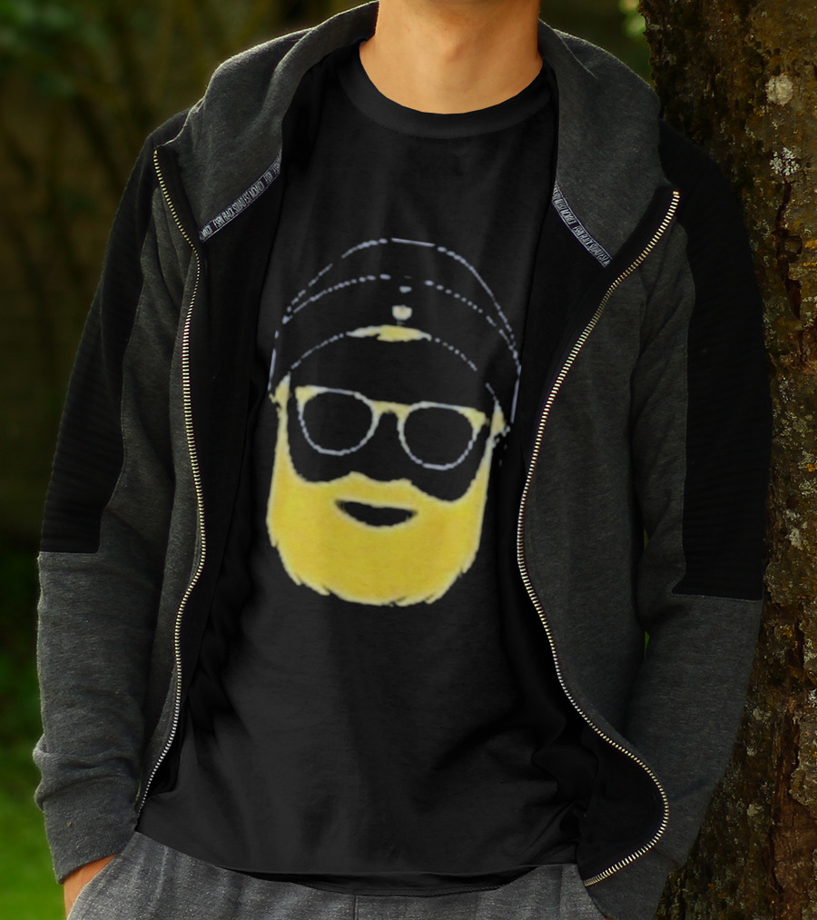 Letterman Beard Glasses Beanie Icon Sketch T-Shirt