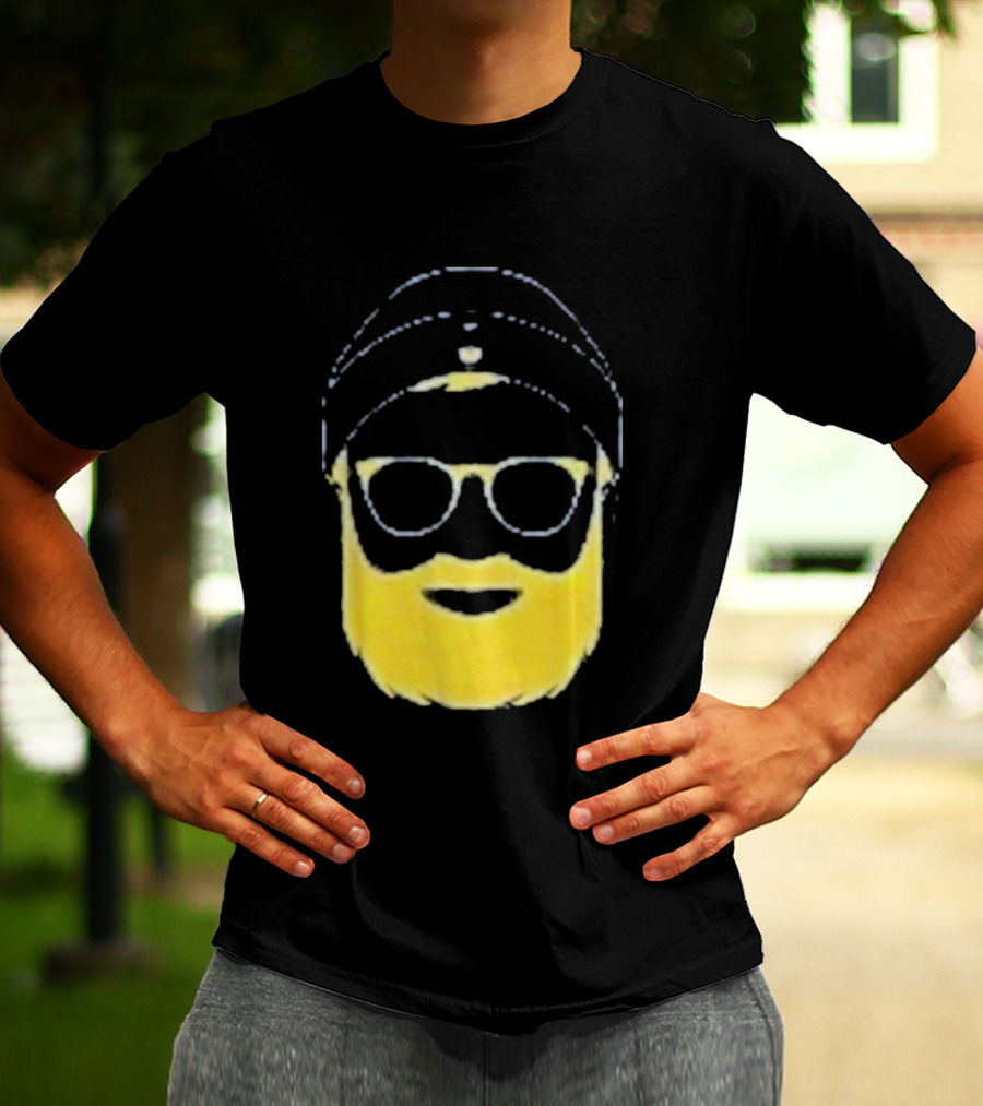 Letterman Beard Glasses Beanie Icon Sketch T-Shirt